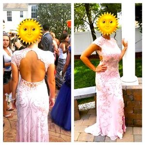 Pink Sleeveless Backless Gown for Weddings